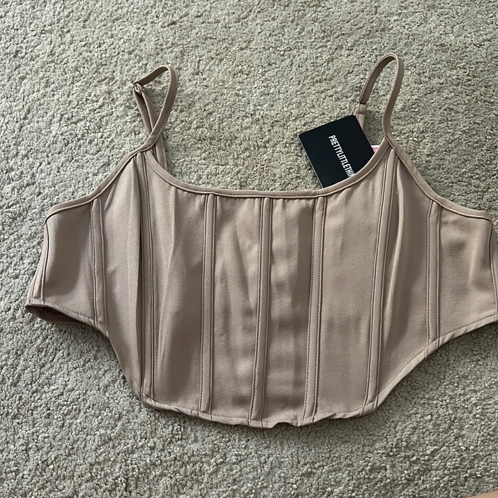 Tan corset like top
